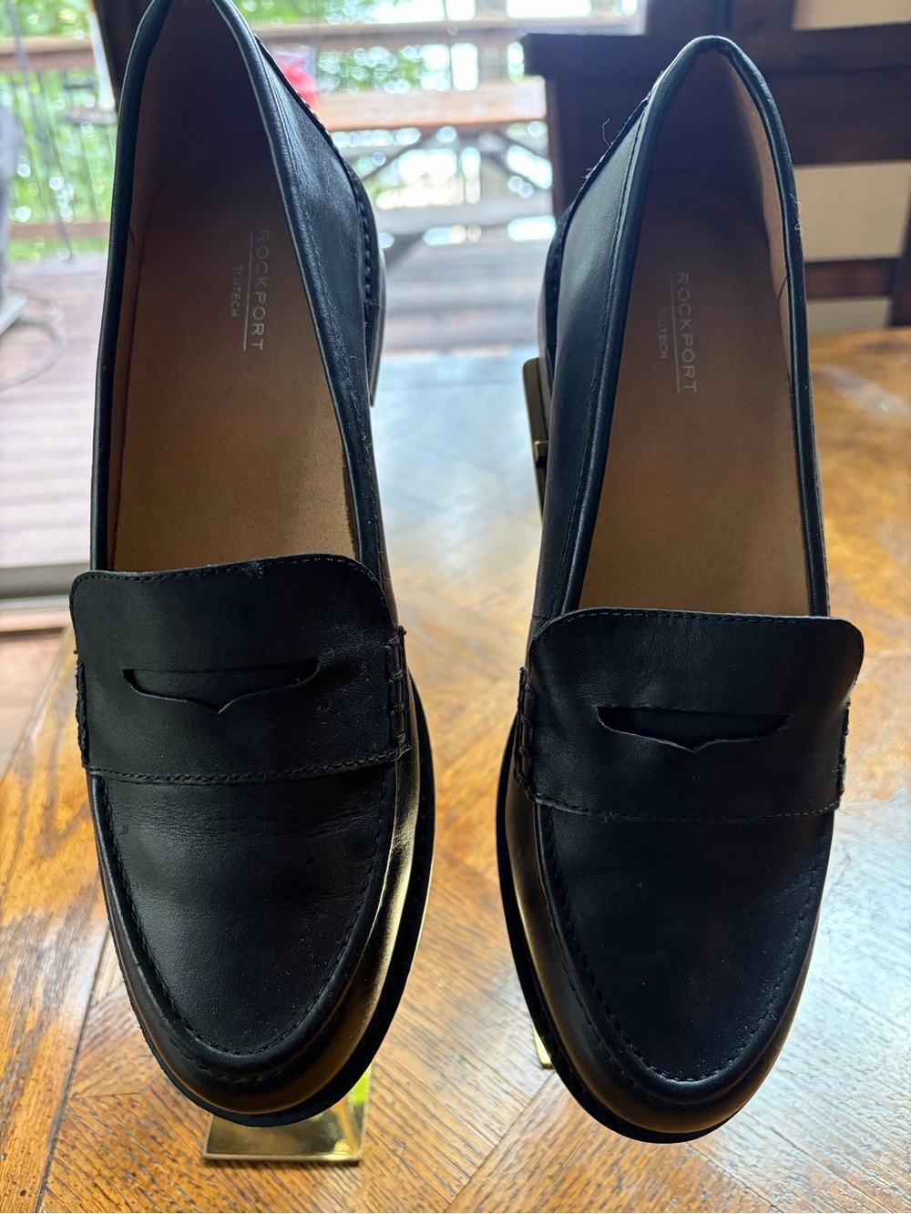 Rockport Women's Black Leather Penny Loafers